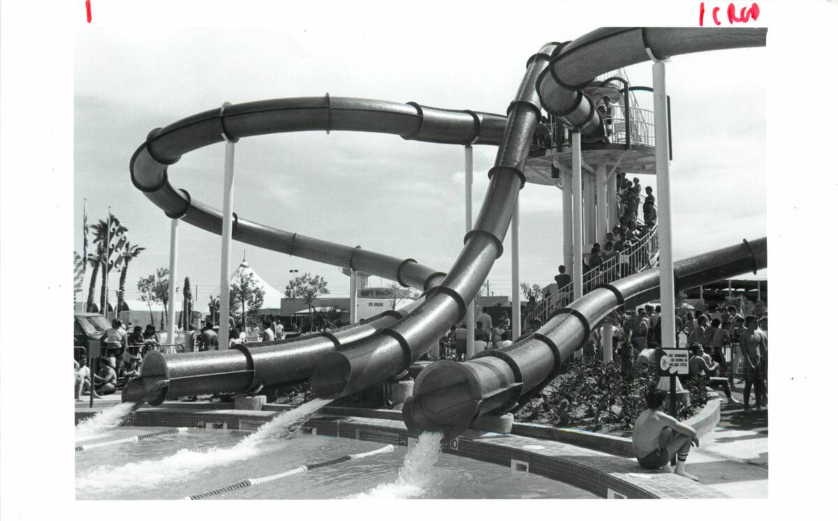 Guests wait to ride the Hydra Maniac attraction at Wet 'n' Wild on Las Vegas Boulevard in this ...