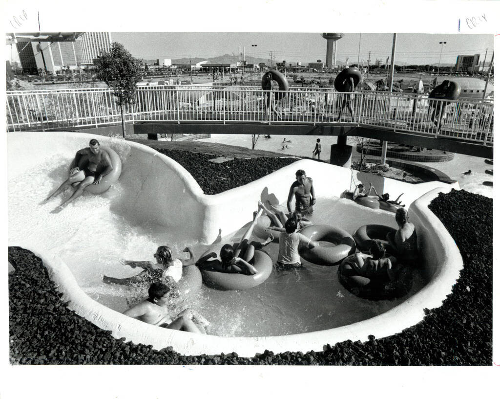 Guests enjoy a ride at Wet 'n' Wild on Las Vegas Boulevard in 1989. (Las Vegas Review-Journal)
