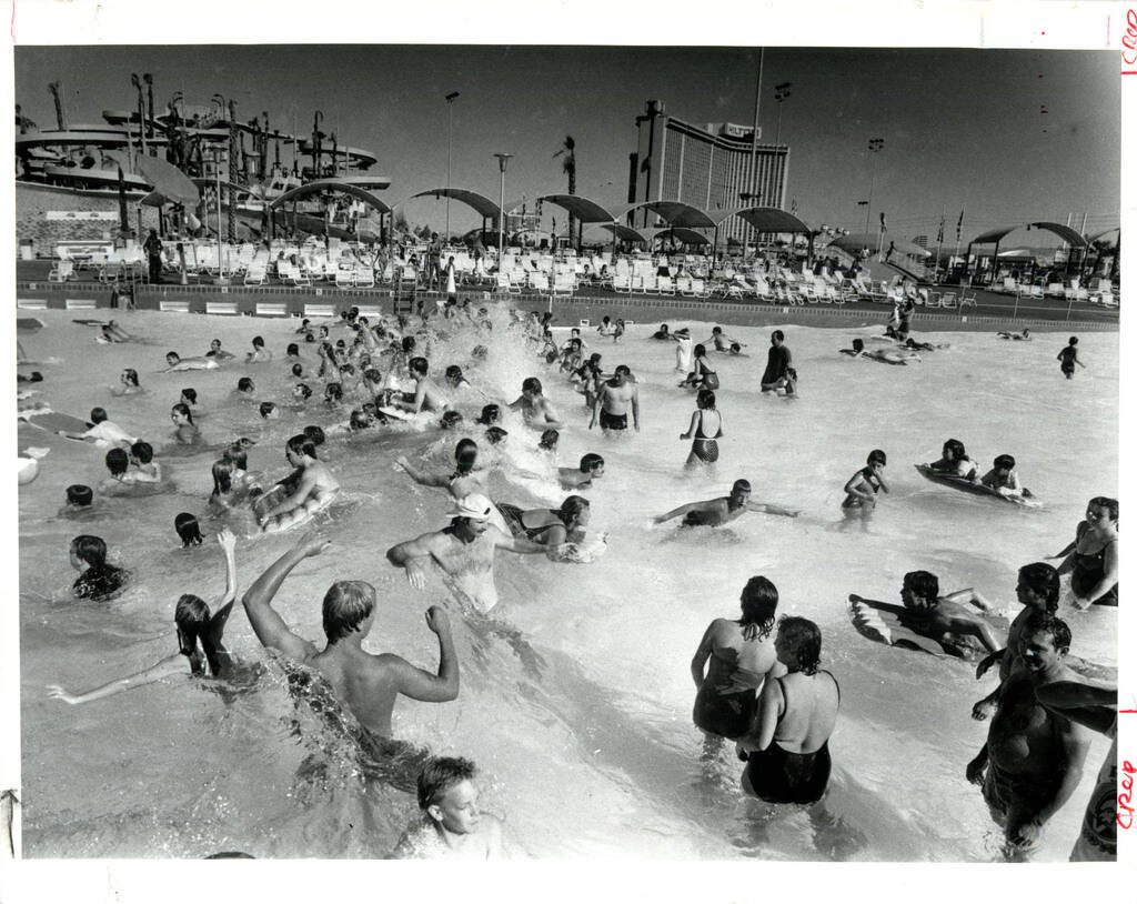 Guests cool off in the wave pool at Wet 'n' Wild on Las Vegas Boulevard in 1989. (Las Vegas Rev ...