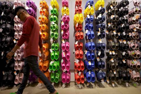 A Crocs store inside the Beverly Center shopping mall in Los Angeles. (AP Photo/Damian Dovargan ...