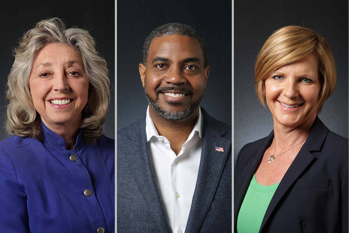 Reps. Dina Titus, left, Steven Horsford and Susie Lee, all Nevada Democrats. (Review-Journal fi ...