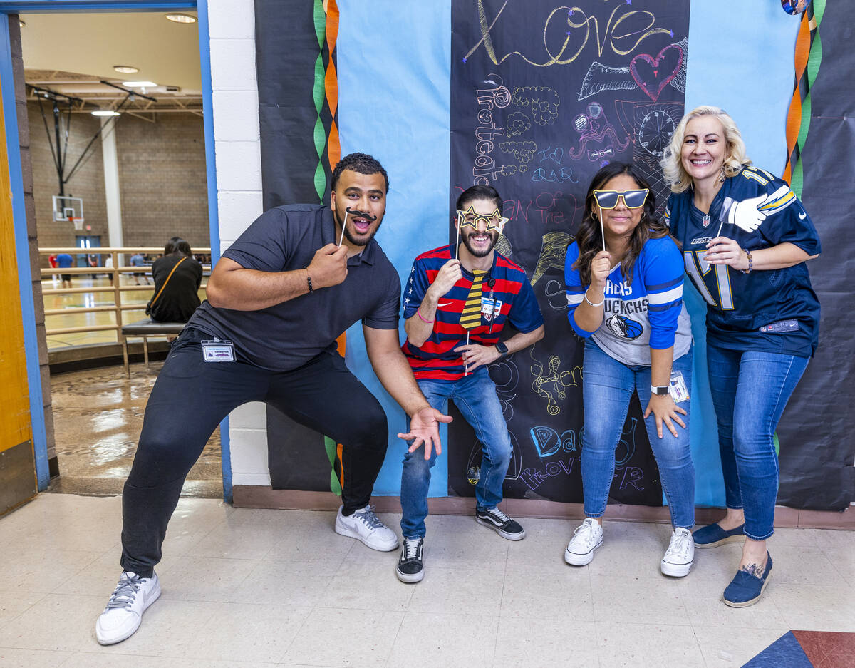 (From left) Traevon Jackson, Ozzy Corona, Daniela Lozano and Danielle Perry gather for a photo ...