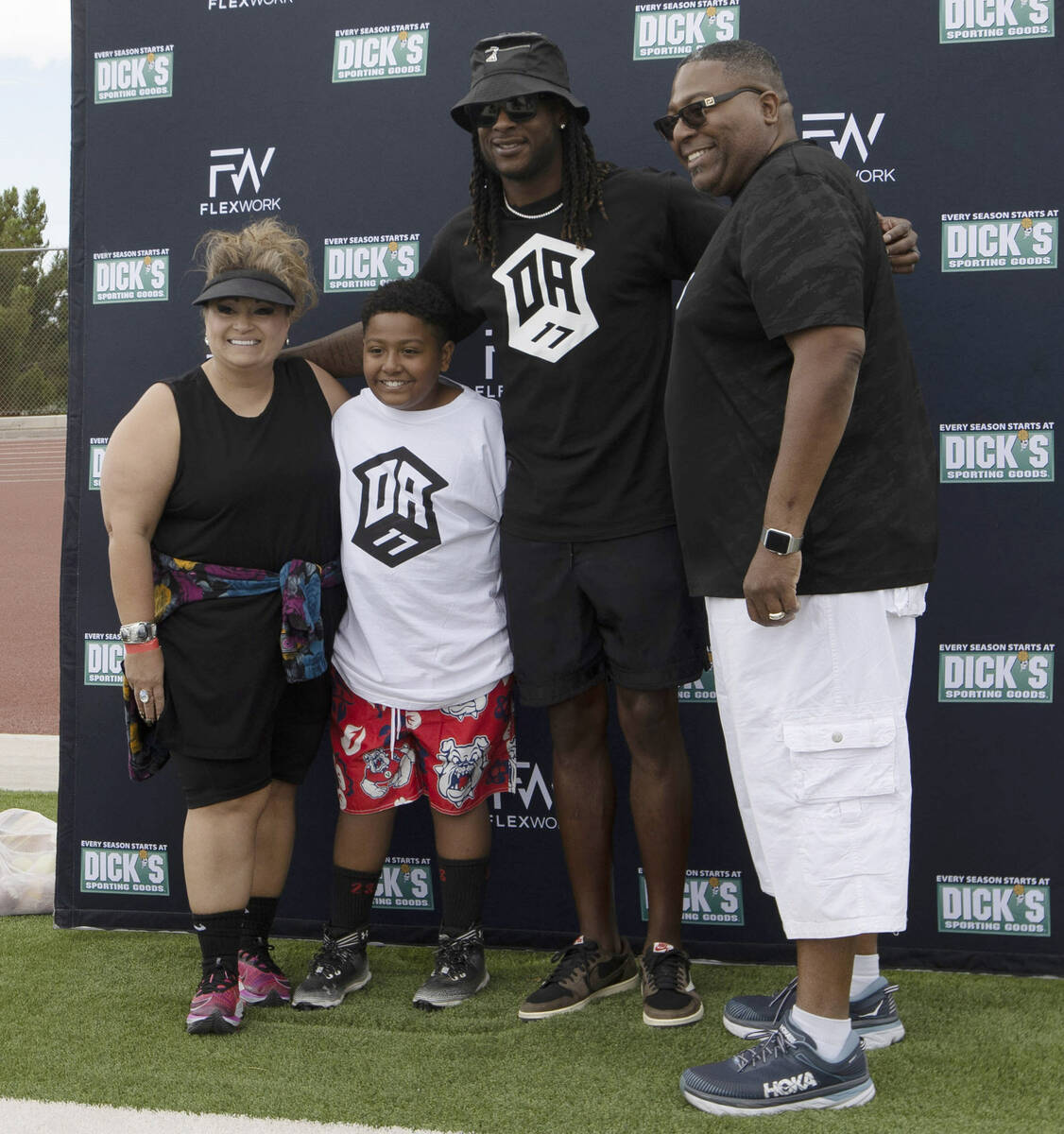 Raiders wide receiver Davante Adams, second from right, poses with, from left, Connie, Carmine ...