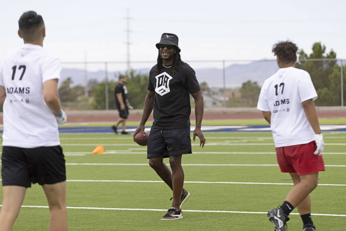 Raiders wide receiver Davante Adams participates in his youth football camp at Spring Valley Hi ...