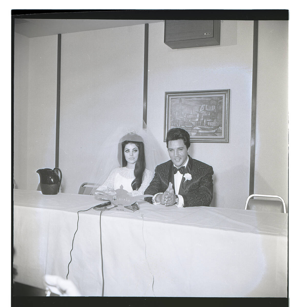 Elvis and Priscilla Presley's wedding day at the Aladdin Hotel in Las Vegas on May 1, 1967. (Do ...