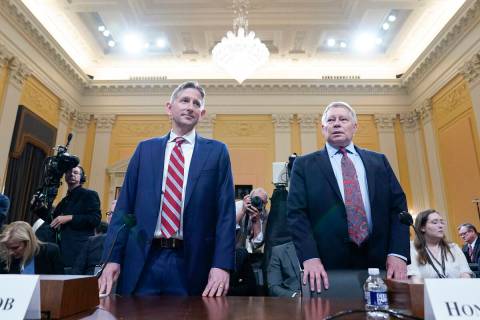 Greg Jacob, who was counsel to former Vice President Mike Pence, left, and Michael Luttig, a re ...