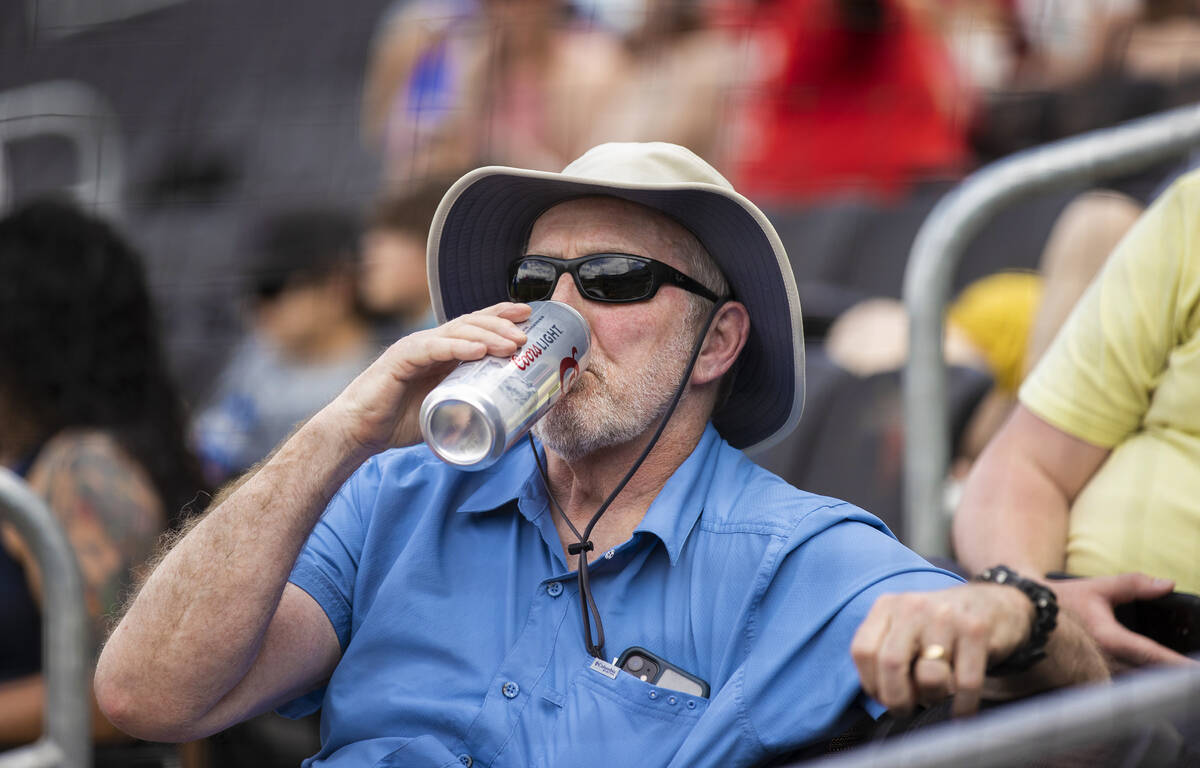 Fans try and stay cool during a minor league baseball game between the Aviators and the Salt La ...