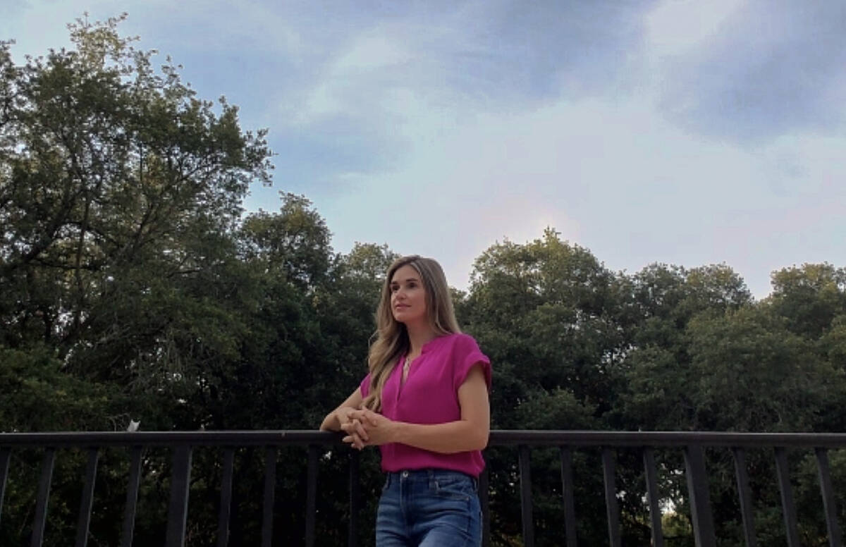 Lacy Fields, a former Raiders cheerleader who sued the NFL team, at her home via Zoom on Tuesda ...