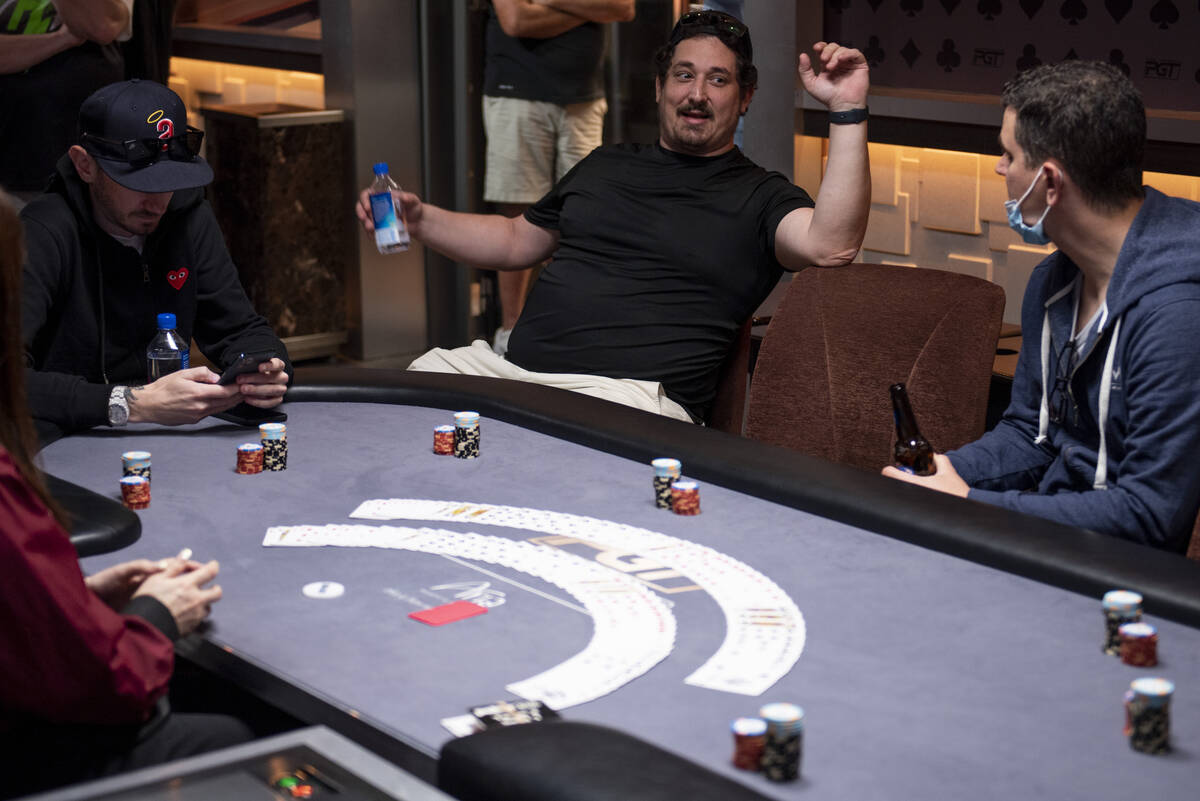 Michael Hammers, center, from Pennsylvania, talks with Brandon Muller, left, also from Pennsylv ...