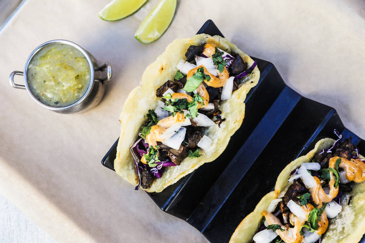 Asada tacos at Atomic Liquors in Las Vegas, Wednesday, June 15, 2022. (Rachel Aston/Las Vegas R ...