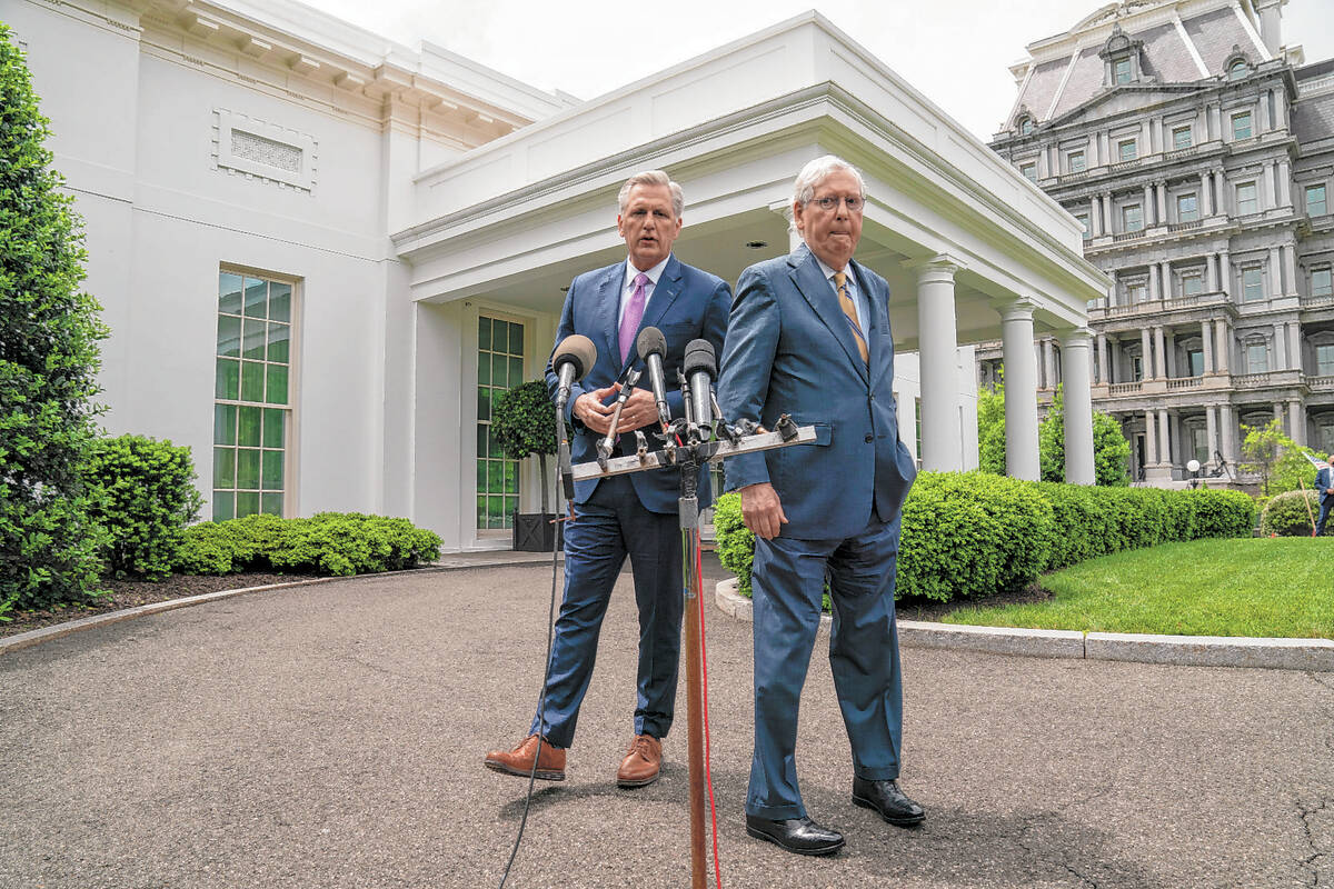 House Minority Leader Kevin McCarthy of Calif., left, and Senate Minority Leader Mitch McConnel ...