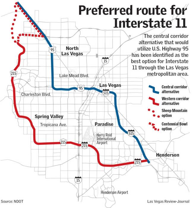 Rute Las Vegas pilihan I-11 telah dipilih