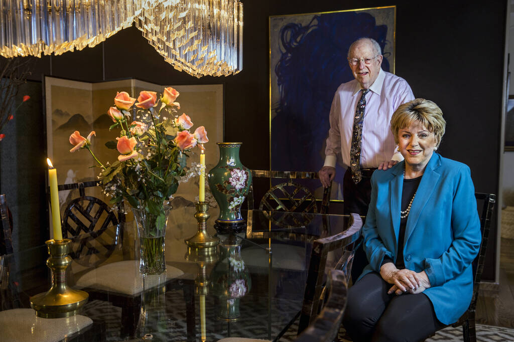 Carolyn and Oscar Goodman sit at the dining room table at their home in Las Vegas on Nov. 14, 2 ...