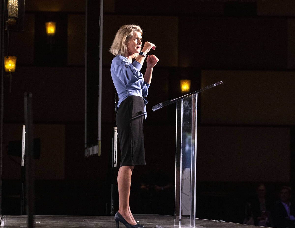 Tina Quigley, president and CEO of the Las Vegas Global Economic Alliance, speaks during the 42 ...