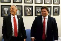 State Republican party chair Michael McDonald, right, with Clark County Sheriff Joe Lombardo in ...