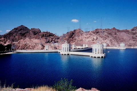 Hoover Dam and Lake Mead are seen from the Arizona side in fall 1983. (Las Vegas Review-Journal)