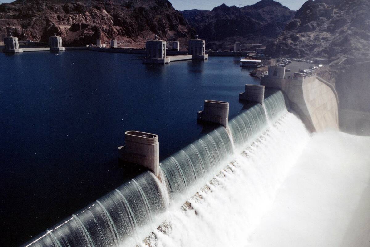 This photo, taken July 22, 1983, shows the Nevada spillway at the Hoover Dam. (Bureau of Reclam ...