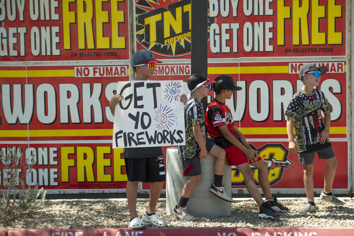Tyson Tra, 11, from left, Griffin Rhodus, 8, Izaiah Herrera, 11, and Collin Rhodus, 10, of the ...