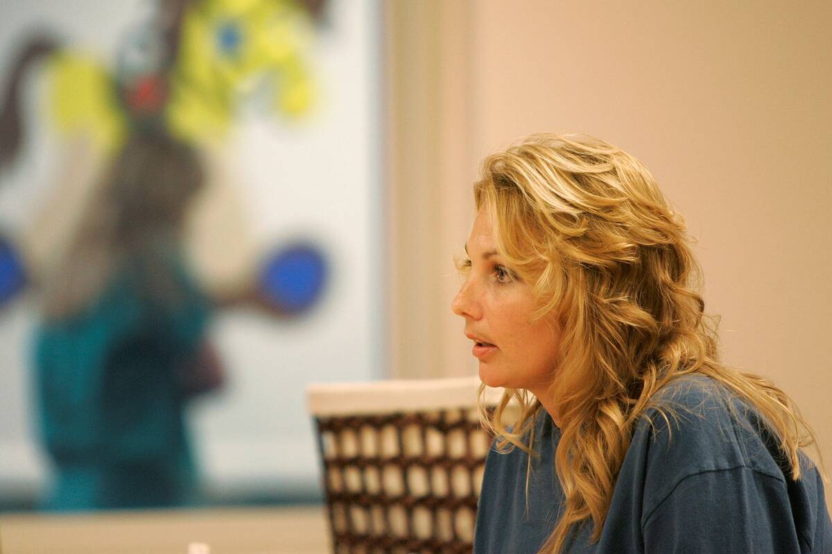 Sandy Shaw appears before the Parole Board at the Southern Nevada Women's Correctional Center i ...