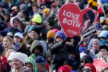 People attend the March for Life rally on the National Mall in Washington, Friday, Jan. 21, 202 ...