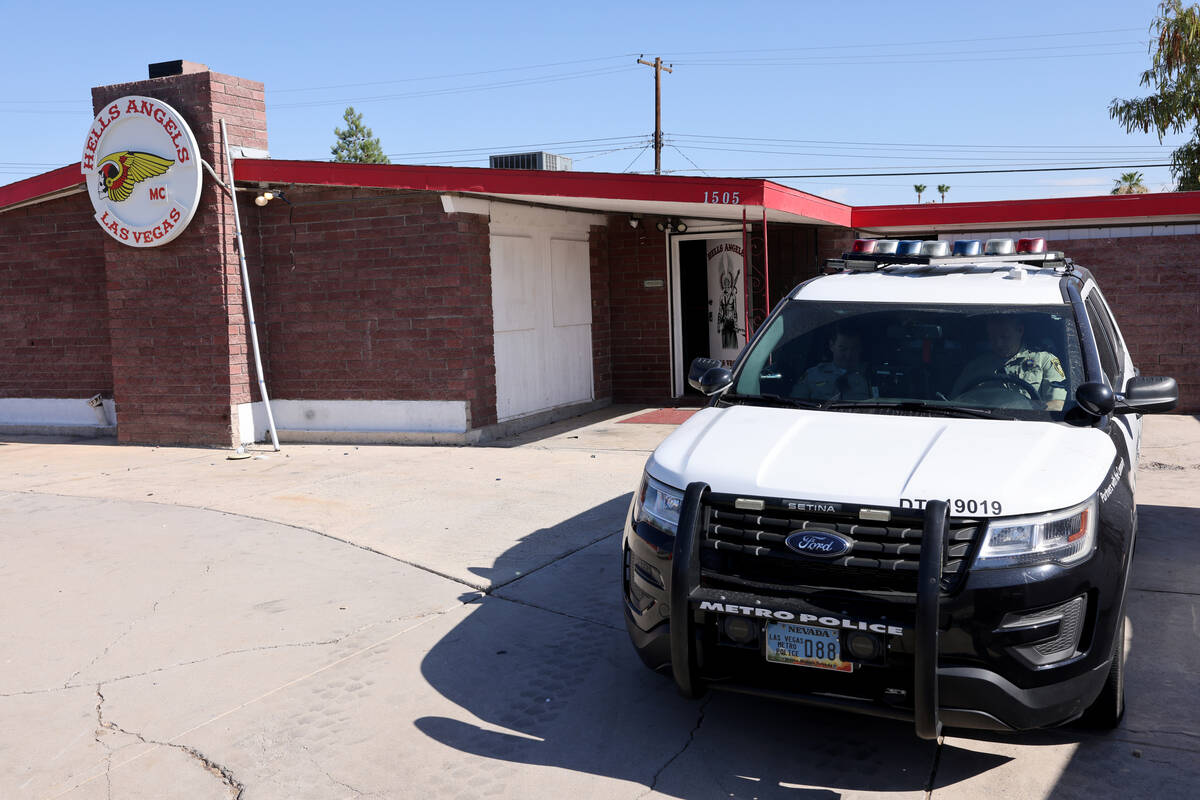 Las Vegas and Henderson police raid the Hells Angels headquarters on East Bonanza Road on Wedne ...