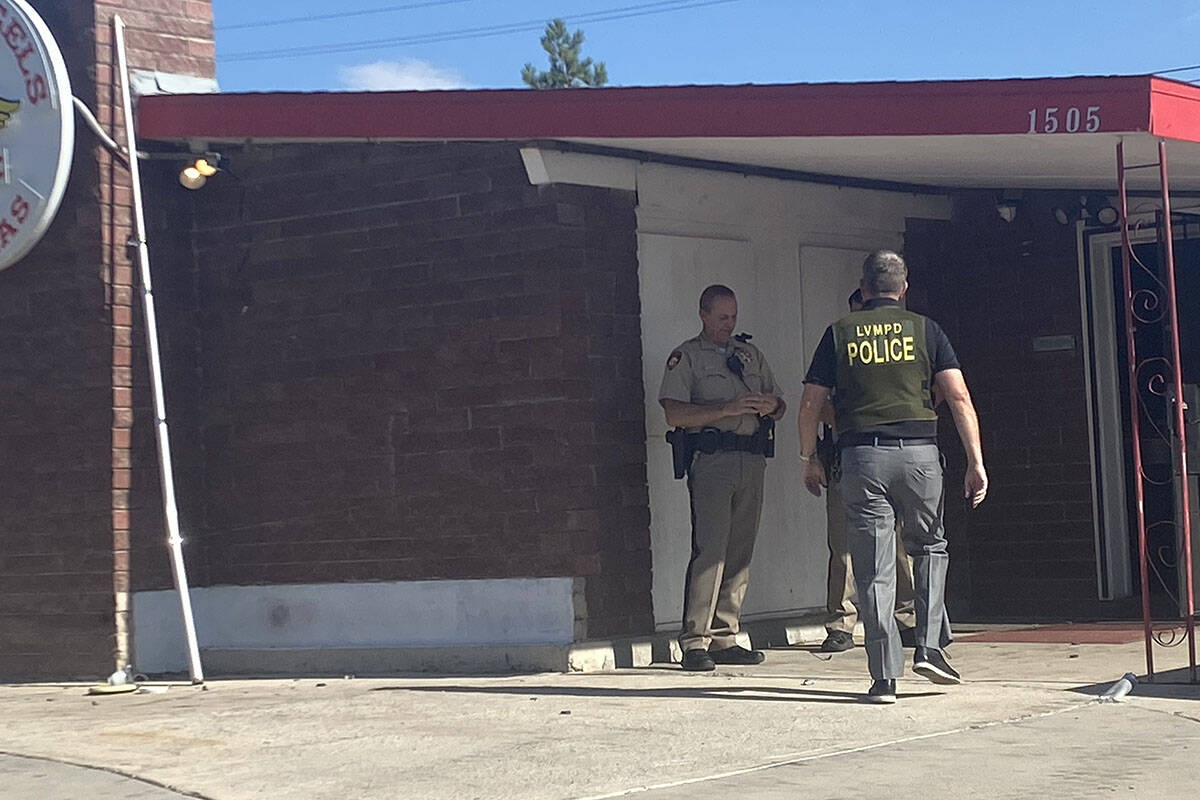 Las Vegas and Henderson police raid the Hells Angels headquarters on East Bonanza Road on Wedne ...