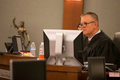 Judge Jerry Wiese presides during a hearing at the Regional Justice Center in Las Vegas. (Richa ...