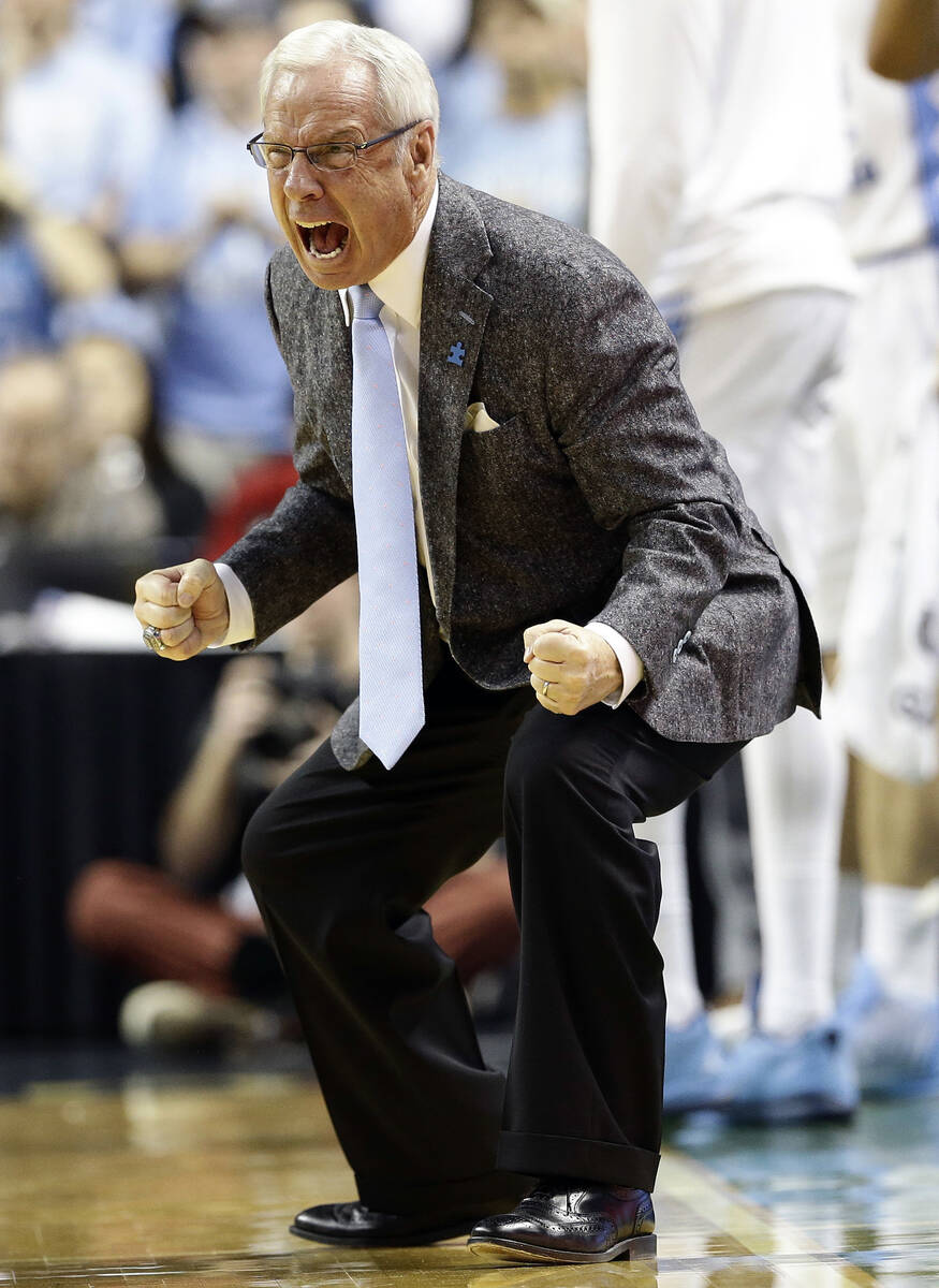 North Carolina head coach Roy Williams reacts during the second half of an NCAA college basketb ...