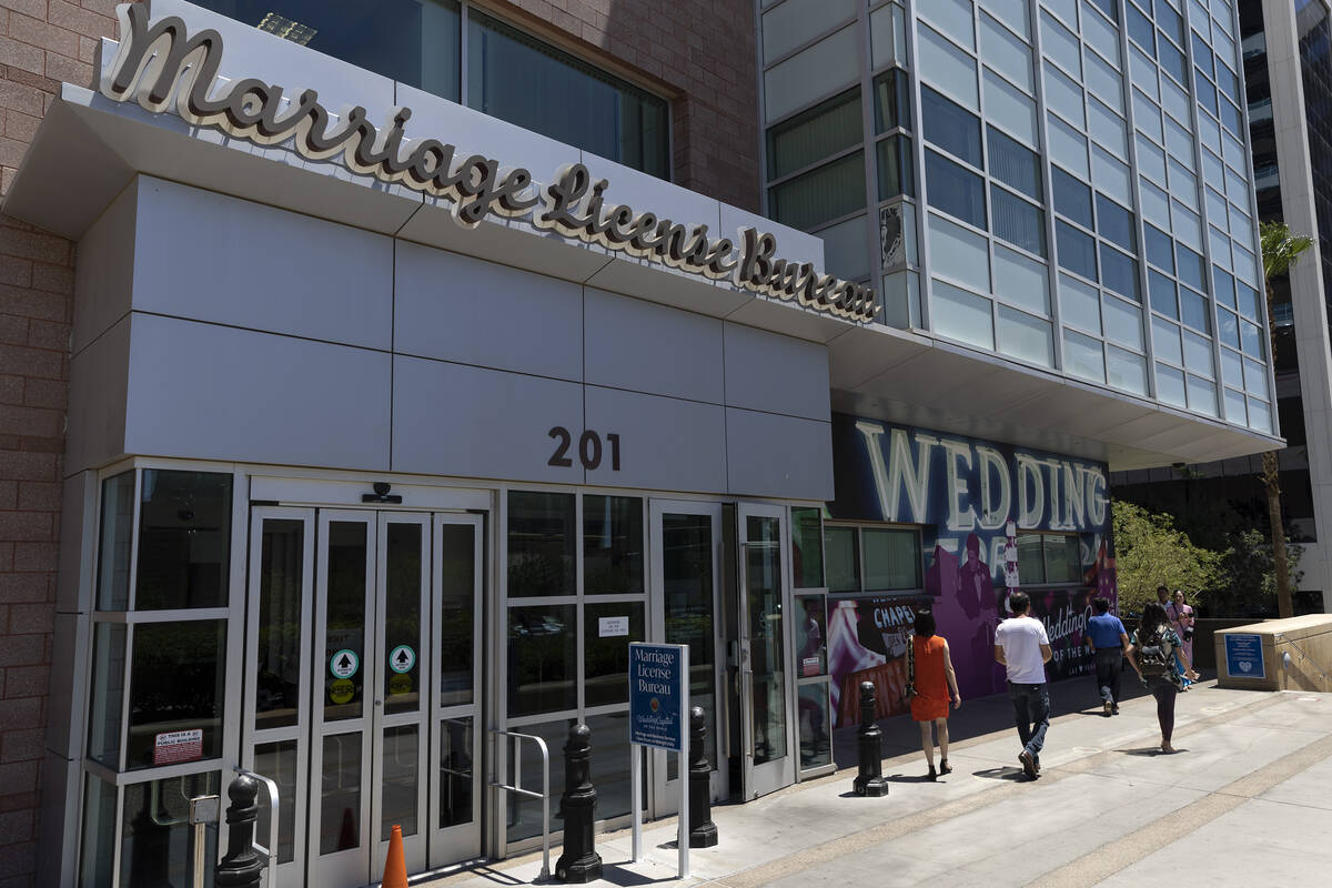 The Clark County Marriage License Bureau on Thursday, June 30, 2022, in downtown Las Vegas. The ...