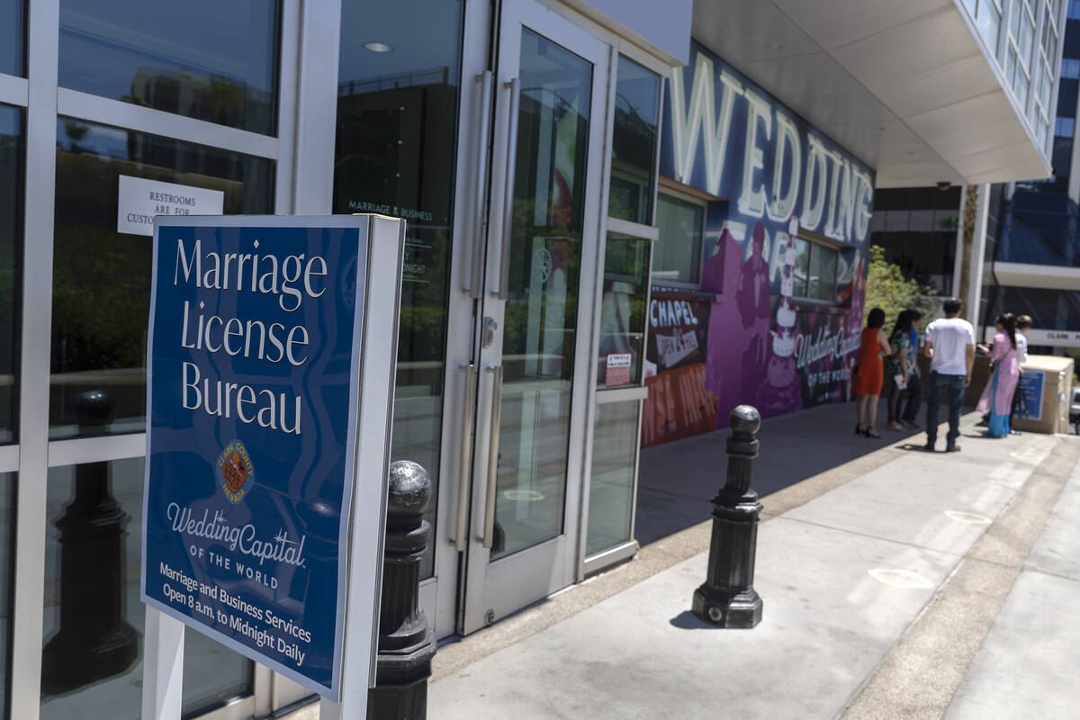 The Clark County Marriage License Bureau on Thursday, June 30, 2022, in downtown Las Vegas. The ...