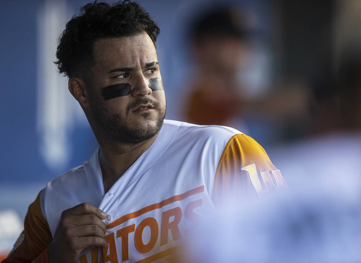 Aviators infielder Vimael Machin (9) during a minor league baseball game against the Albuquerqu ...