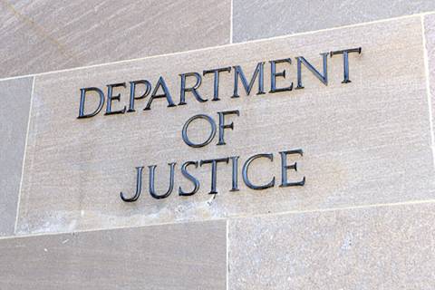 Department of Justice sign, Washington D.C. (Getty Images)