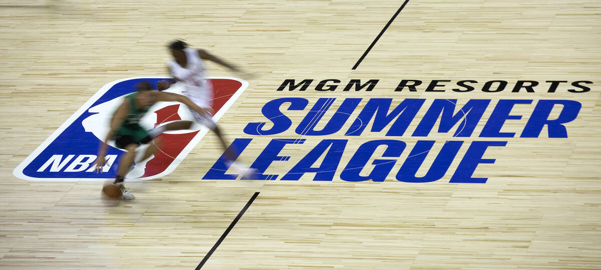 A NBA Summer League basketball game between the Boston Celtics and the Denver Nuggets is underw ...