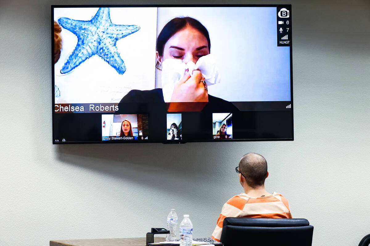Chelsea Roberts, mother to victim Georgia Durmeier, cries as she reads her victim impact statem ...