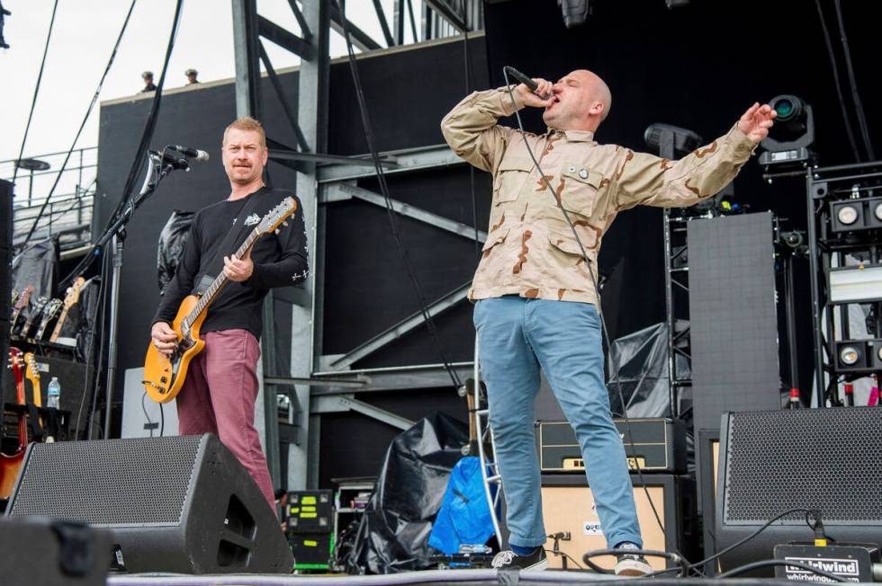 Joby J. Ford, left, and Matt Caughthran of the Bronx perform at the Rock On The Range Music Fe...