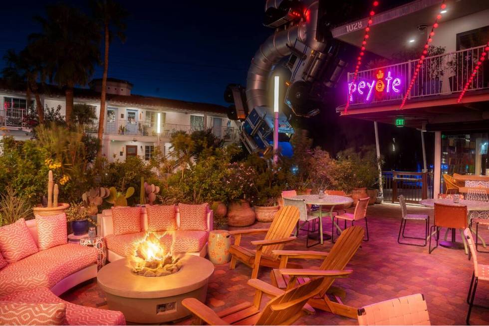 This terrace at Peyote, the restaurant in downtown Las Vegas joining its neighbor, Cheapshot...