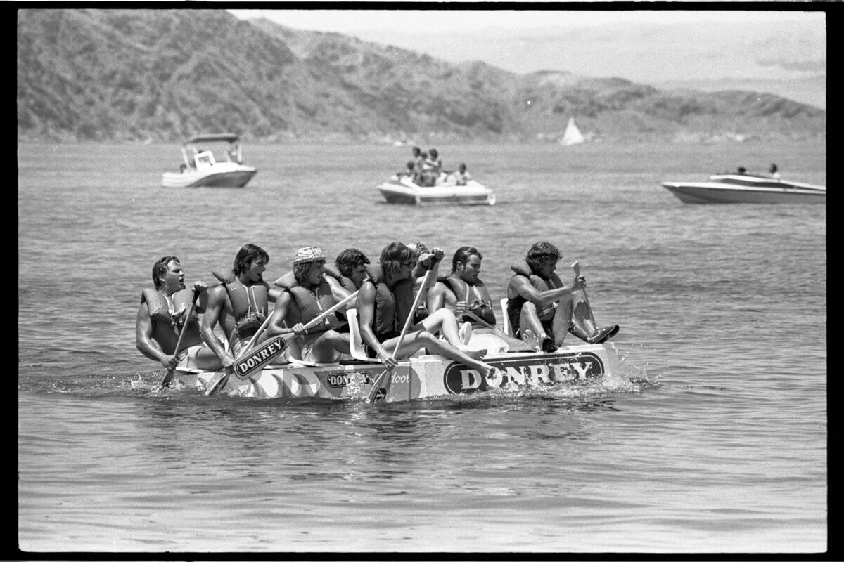 The Recyclable Raft Race sponsored by the Sunrise Jaycees with rafts made from recyclable mater ...