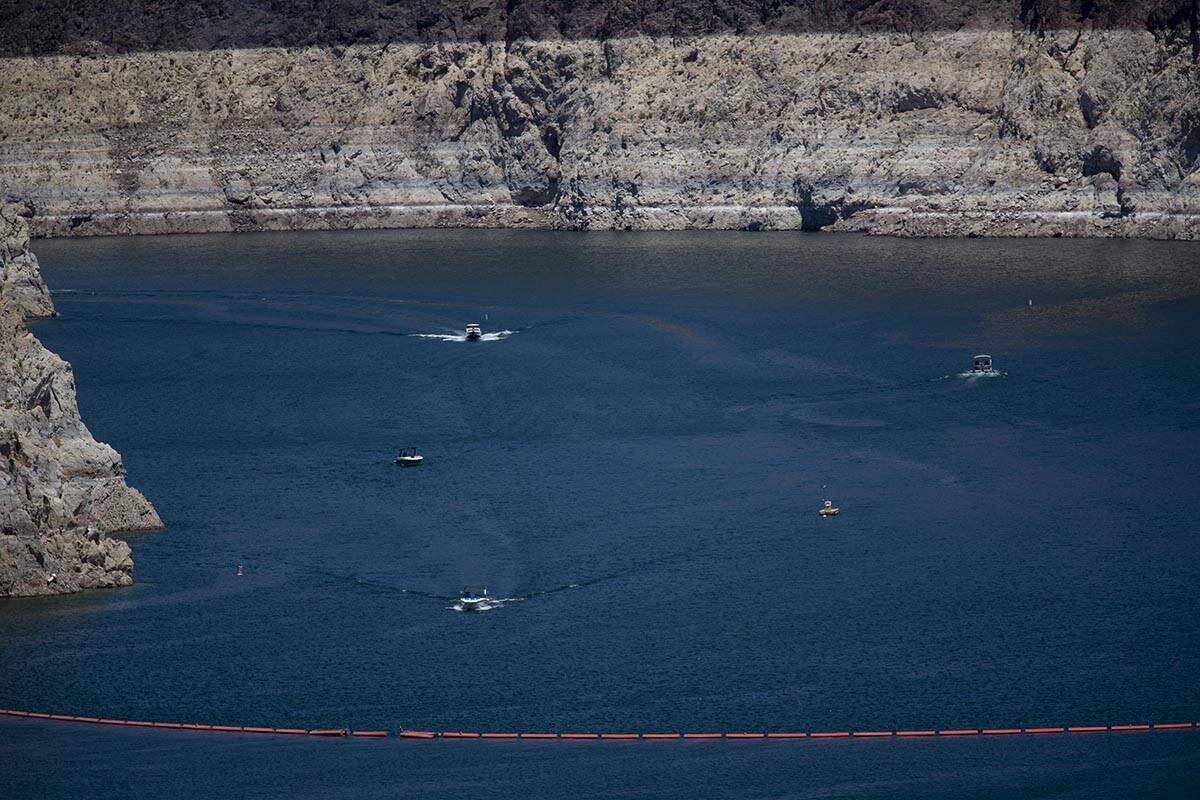 Boaters cruise on Lake Mead in Las Vegas, Monday, May 30, 2022. (Erik Verduzco/Las Vegas Review ...