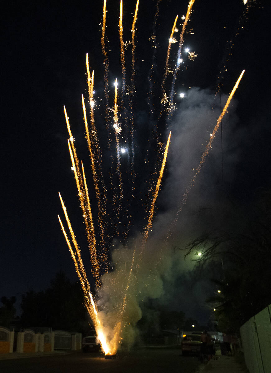 A group sets off illegal fireworks in celebration of Independence Day on Saturday, July 4, 2020 ...