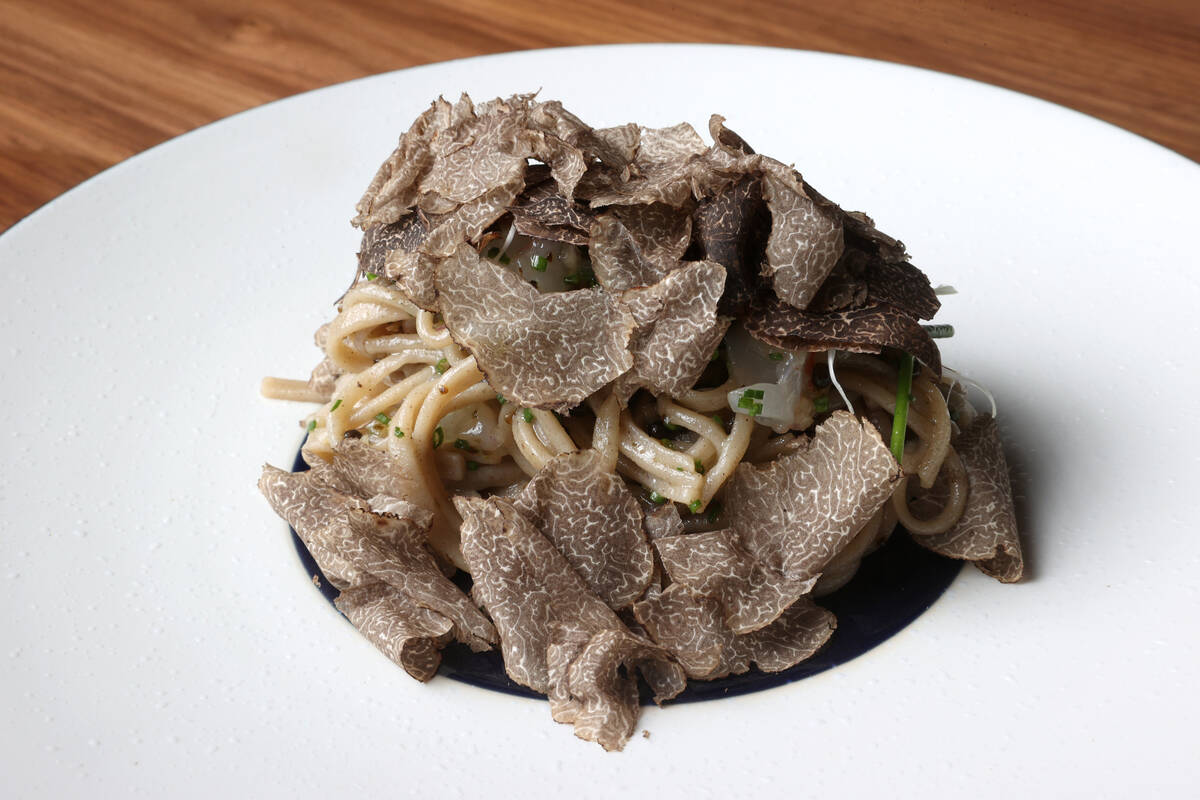 Soba with Caviar, Botan Ebi and Australian Black Truffle at Wakuda in The Venetian on the Strip ...
