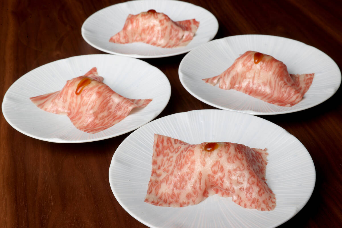 Wagyu Sushi at Wakuda in The Venetian on the Strip in Las Vegas Thursday, June 30, 2022. (K.M. ...