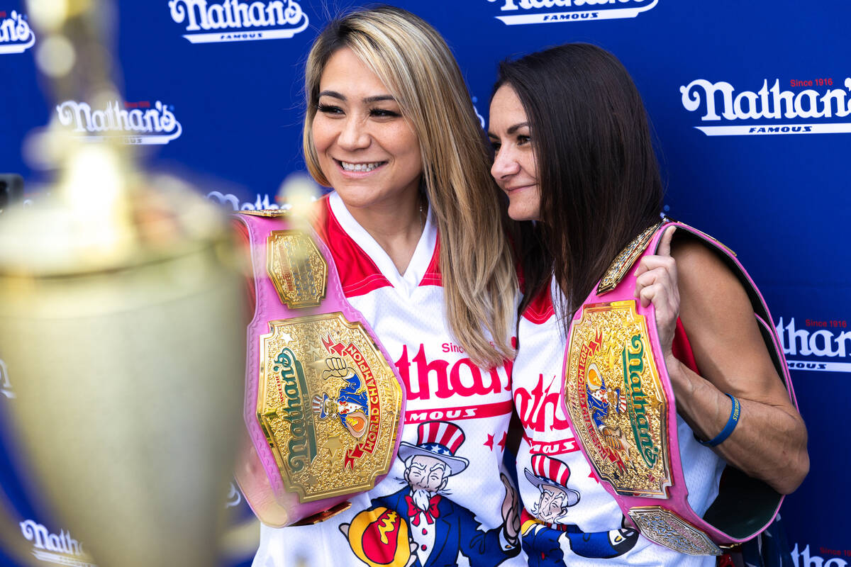 Competitive eaters Miki Sudo, the number-one-ranked female in the world, and Michelle Lesco, la ...