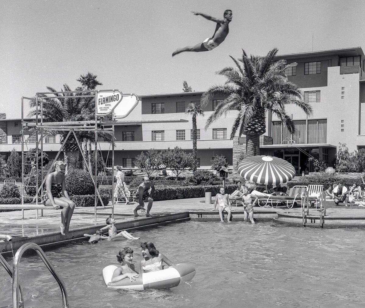 The Flamingo pool on June 22, 1953. (Las Vegas News Bureau)