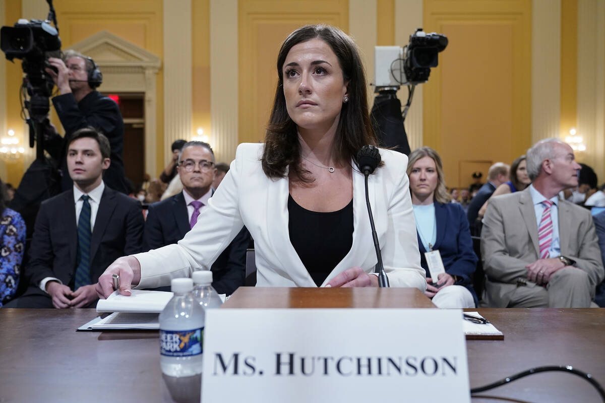 Cassidy Hutchinson, former aide to Trump White House chief of staff Mark Meadows, arrives to te ...