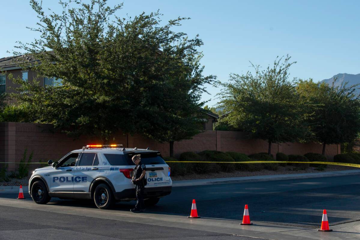 Police block off Gliding Eagle Road and Deer Springs Way after a car accident killed one person ...