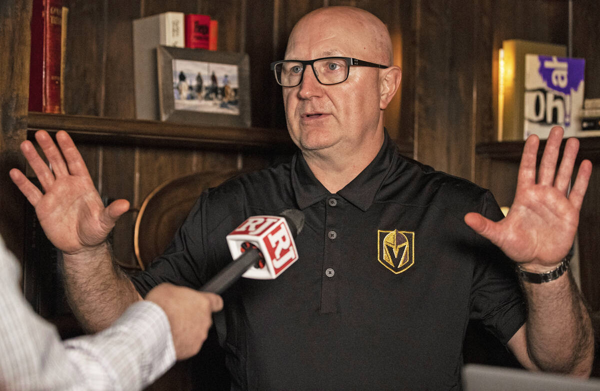 Golden Knights assistant director of player personnel Bob Lowes is shown Wednesday, Oct. 7, 202 ...