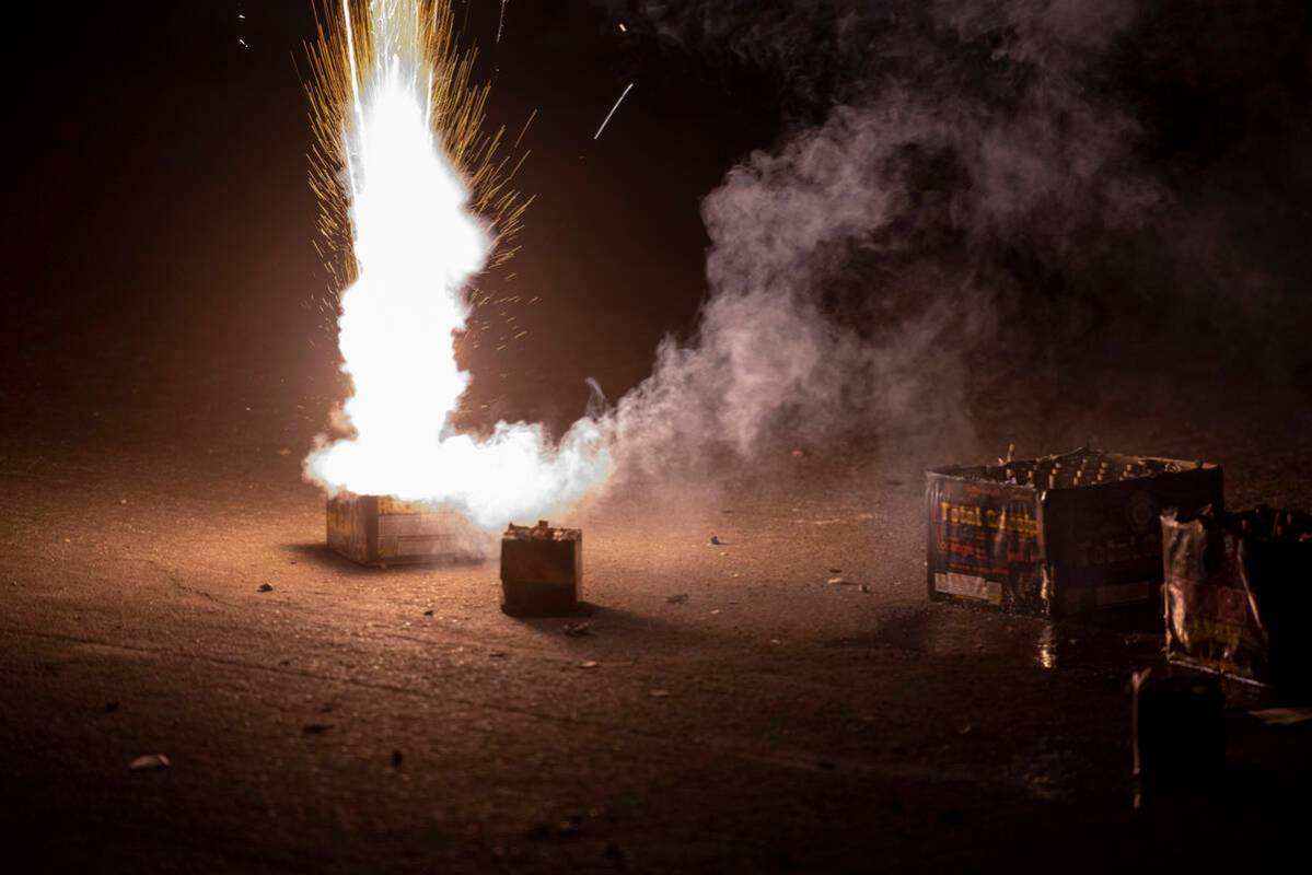 Fireworks go off over North Las Vegas on Monday, July 4, 2022. (Steel Brooks/Las Vegas Review-J ...