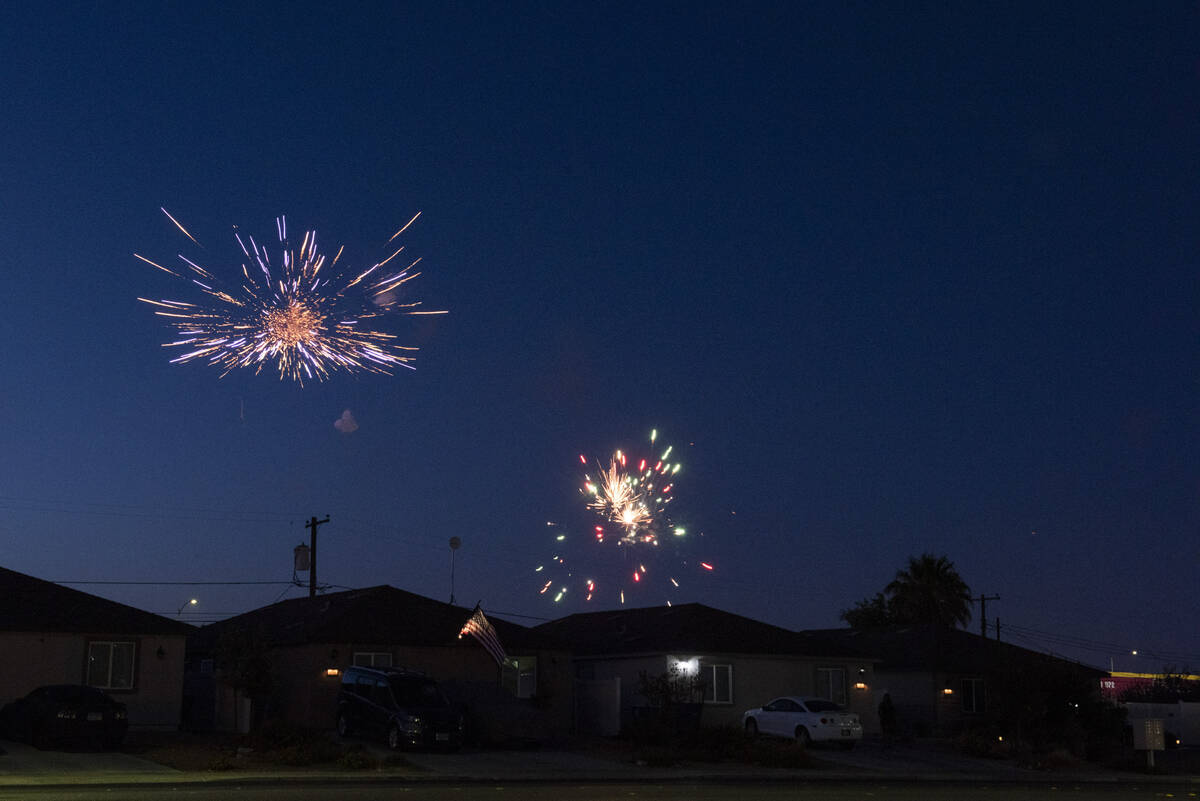 Fireworks go off over North Las Vegas on Monday, July 4, 2022. (Steel Brooks/Las Vegas Review-J ...