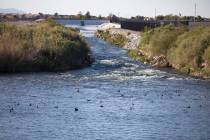 The wash at Clark County Wetlands Park in Las Vegas, Monday, March 30, 2020. (Rachel Aston/Las ...