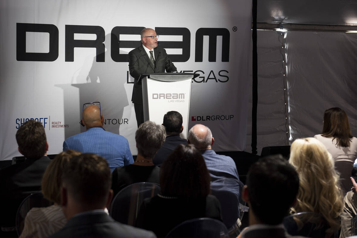 Bill Shopoff, of Shopoff Reality Investments, speaks at the groundbreaking for the Dream Las Ve ...